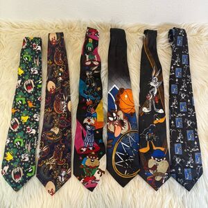 VINTAGE LOONEY TUNES Warner Bros. Cartoon Character Ties - Multicolor Set 6